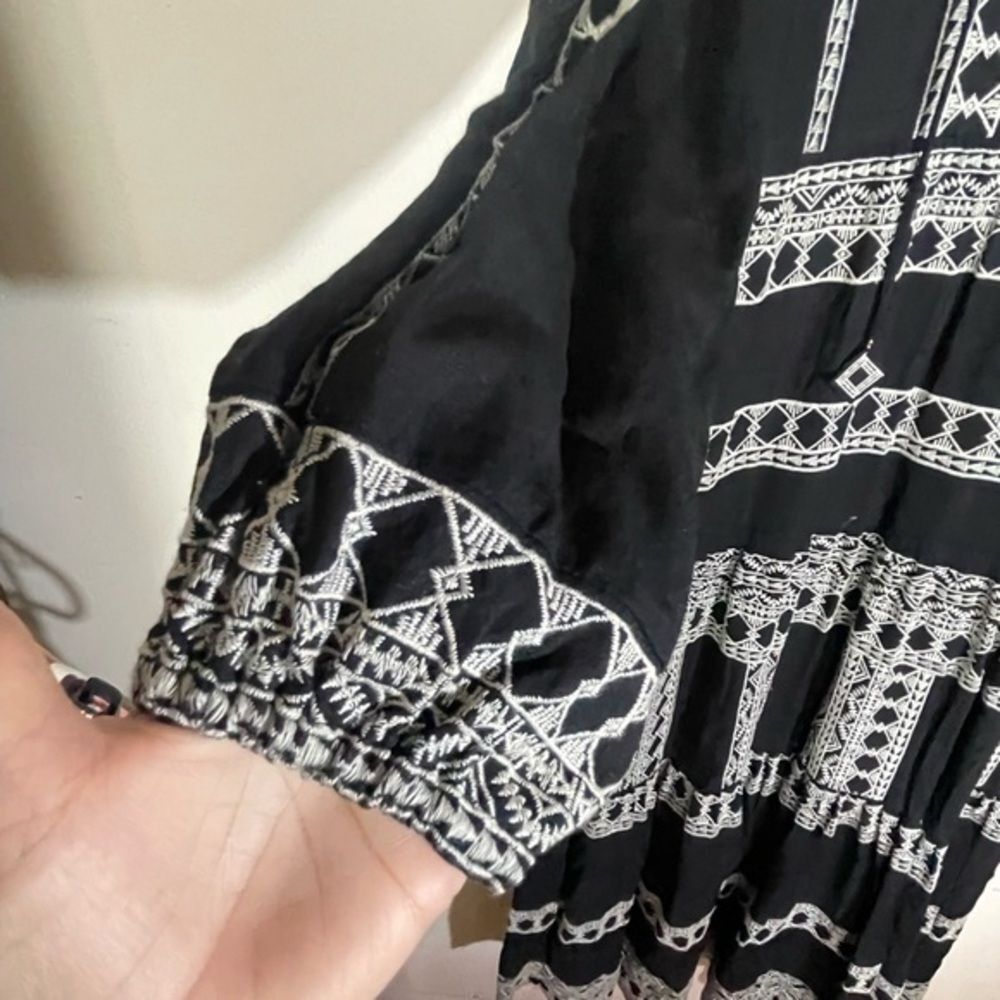 (B4) ZARA MIDI EMBROIDERY LONG SLEEVE BLACK DRESS S22 SIZES XS REF.4786/066 - Picture 4 of 16